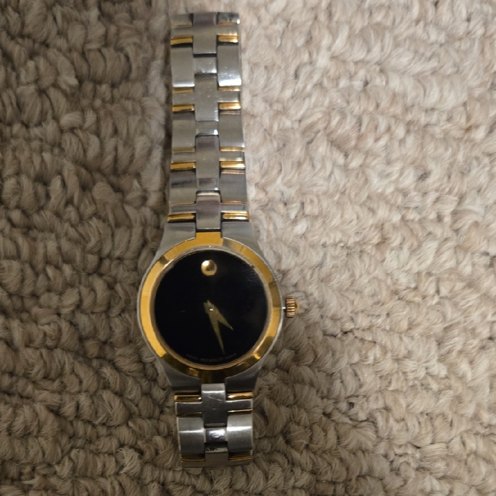 Movado Two-Tone Black Dial Wristwatch